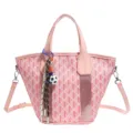 Sac seau femme style coréen rose, grand cabas sac à bandoulière avec charmant pendentif. - Avec Pendentif / Rose