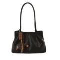 Sac cabas noir pour femme en cuir avec pendentif mignon pour le travail et le quotidien. - Avec Pendentif / Noir