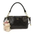 Sac a bandouliere matelasse noir pour femme, sac a main elegant avec charmant pendentif ours. - Avec Pendentif / Noir