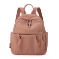 Casual nylon mini backpack for women, stylish travel daypack in solid color with front zip pocket. - 22*12*26 / Paris Rose