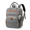Zaino per pannolini grigio multifunzionale con grande capacità, tasche e design elegante. - Grigio scuro