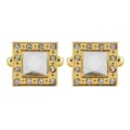 Gemelos cuadrados de cristal dorado para hombre camisa elegante joyeria fina de moda - Estilo Cuadrado Dorado