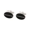 Groomsman oval black enamel silver metal cufflinks for men wedding shirt dress accessories - Groomsman Style (B1405)