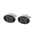 Men's wedding cufflinks father of the bride and groom oval black metal shirt suit accessories. - Father of the Bride and Groom Style (B1407)