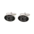 Mens wedding suit cufflinks father of the bride oval black enamel silver plated shirt studs - Father of the Bride Style (B1408)