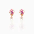 Pendientes de estrella de oro rosa con cristal, variante colgante circonita rosa. - Estilo Oro Rosa (EH00098)