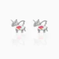 Pendientes de tuerca de unicornio plateados con circón de cristal colorido, joyería. - Estilo Plateado (EH00099)