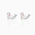 Hermosos aretes de circonita iridiscente de unicornio y delfín para mujer, diseño delicado. - Estilo Plateado (EH00101)