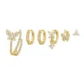 Detailansicht des luxuriösen vergoldeten Zirkonia Schmetterling Ohrring und Kuff Set. - Goldener Stil (TZ00363) / Gold