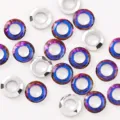 Detailed view of 10mm crystal rhinestone angel rings, AB color coated DIY jewelry accessories. - Blue Flame Round (Single Piece)