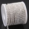 Sparkling rhinestone cup chain roll, perfect for DIY jewelry craft, garment and accessory decor. - SS6 (2mm) 0.9 Meters/Yard / White