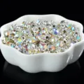 Single claw hand-sewn glass rhinestones round crystal rhinestones for DIY wedding dress decor - SS30 Approx. 5.8 mm, Approx. 700 Pcs / White AB Rhinestones + Silver 4-Prong Base