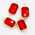 Connecteurs en strass en verre carre rouge avec bordures dorees, pendentifs bijoux DIY. - 13x18mm / Rouge Vif