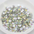 AB Color Flatback Glass Rhinestones for DIY Nail Art and Craft Decoration Round Gems - 1440 Pieces/Pack (ss10) / White AB
