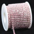 Pink rhinestone close claw chain silver plated DIY craft trim for phone case accessories - Light Pink