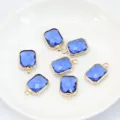 Blue crystal bezel pendant charms for handmade DIY necklace bracelet jewelry making. - Dark Blue