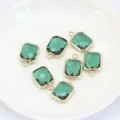 Green crystal charms gold plated rectangle pendants DIY jewelry making findings set - Peacock Green