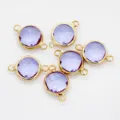 Crystal double loop round bezel connector for DIY bracelets, necklaces and jewelry crafting. - Crystal Purple