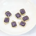 Purple faceted crystal pendant with gold bezel metal rim for DIY necklace bracelet jewelry making - Deep purple