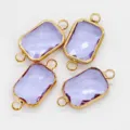 Connecteur en verre facetté violet monté sur or double anneau pendentif bijoux DIY - Violet Cristal