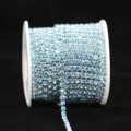 Light blue rhinestone chain roll diy claw chain silver plated crystal trim for crafts - Lake Blue