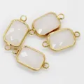 Connecteurs carrés à double face en strass et double boucle pour la bijouterie artisanale. - Jade Blanc