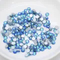 Flatback Glass Rhinestones Blue AB Crystal DIY Nail Art Round Diamantes Gems 100pcs - Peacock Blue AB