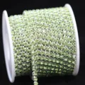 Light green rhinestone chain silver plated close claw chain diy phone case accessories craft - Light Green