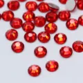 Red glass flatback rhinestones, sparkling crystal diamond gems for DIY nail art and cases - SS4 1.5mm, Approx. 1440 Pcs / Bright Red