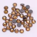 Strass de cristal marrón para nail art DIY y decoración de ropa, gemas planas brillantes. - ss6 (Aprox. 1440 Pzs) / Amarillo Ahumado