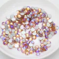 AB color flatback round glass rhinestones for DIY nail art craft jewelry decoration 100pcs - Champagne AB