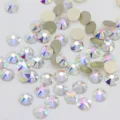 Sparkling AB color glass flatback rhinestones for nail art and phone case DIY decor. - SS10 2.7-2.8mm Approx. 140 Pcs / White AB