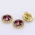 Goldfarbene Basis roter Kristall Strass Klappfassung DIY Haarschmuck Zubehör Teile - 12mm (12 Stück/Packung) / Rot
