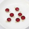 Round red rhinestone alloy charms for DIY jewelry making, bracelet and earring accessories. - Red