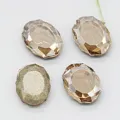 Oval mirror nail rhinestones glass crystal diamond nail art charms 6x8mm pack of 4 shiny pieces - Gold Champagne