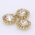 Goldfarbene Klauenkette Kristall Strass DIY Kleidung Zubehör Edelstein Knöpfe 3Stk - 12mm (12 Stück/Packung) / Goldchampagner
