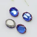 Oval mirror nail rhinestones 6x8mm shiny blue glass crystal gems for DIY nail art decorations. - Blue Flame