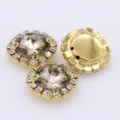 Kristall Strass Krallen Knöpfe goldener Metallfuß DIY Kleidung Haarschmuck Schmuckherstellung - 12mm (12 Stück/Packung) / Kaffeebraun
