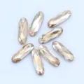 Long oval crystal rhinestones champagne glass gems DIY accessories for shoes and bags decoration - 7x21mm 9 Pcs / Gold Champagne
