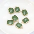 Green crystal metal edged pendant charms for DIY handmade necklace bracelet jewelry making. - Green Jade