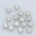 Silberner Boden handgenähte Glas-Strasssteine weißer Opal Krallensteine für Bekleidung Dekor - 8mm (36 Stück/Packung) / Opalweiß