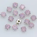 Rosa 3-10mm runde Glas-Strasssteine mit silbernen Krallensockeln für Näh- und Bastelarbeiten. - 3mm (100 Stück/Packung) / Rosa Opal