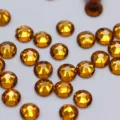 Amber glass flatback rhinestones for DIY nail art and phone case decoration accessories. - SS4 1.5mm, Approx. 1440 Pcs / Golden