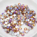 AB flatback glass rhinestones for DIY nail art and crafts decoration, sparkling round gems. - Golden AB