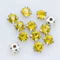 3-10mm Gelbe Glas-Strasssteine mit Silbernen Krallen Nähsteine für Kleidungs - 3mm (100 Stück/Packung) / Zitronengelb