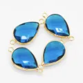 Blue teardrop glass rhinestone double loop connectors DIY bracelet jewelry findings - Peacock Blue