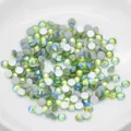 Flatback glass rhinestones for DIY nail art and crafts, colorful AB crystal gems. - Light Green AB