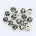 3-10mm Kristall Glas Nähsteine mit silbernen Krallen für Kleidung Taschen und DIY Basteln - 6mm (36 Stück/Packung) / Transparentes Grau
