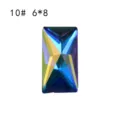 Ορθογώνια κρυστάλλινα στραζ νυχιών 6x8mm επίπεδη πλάτη AB πολύχρωμοι λίθοι DIY. - Ορθογώνιο (10#)