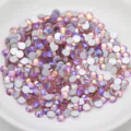 Round AB crystal flatback rhinestones for DIY nail art decoration and crafts sparkling variant. - Light Pink AB